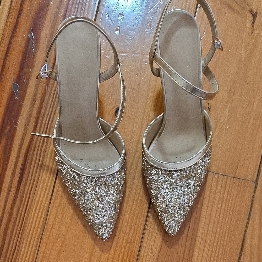 Elegant Gold Glitter Women's Heels